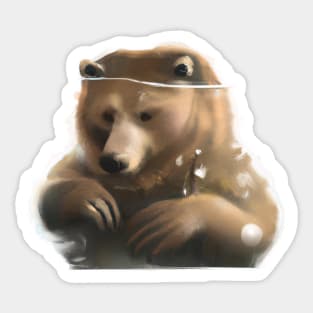 Cute Grizzly Bear Drawing Sticker